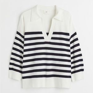 H&M blue and white striped sweater with collar